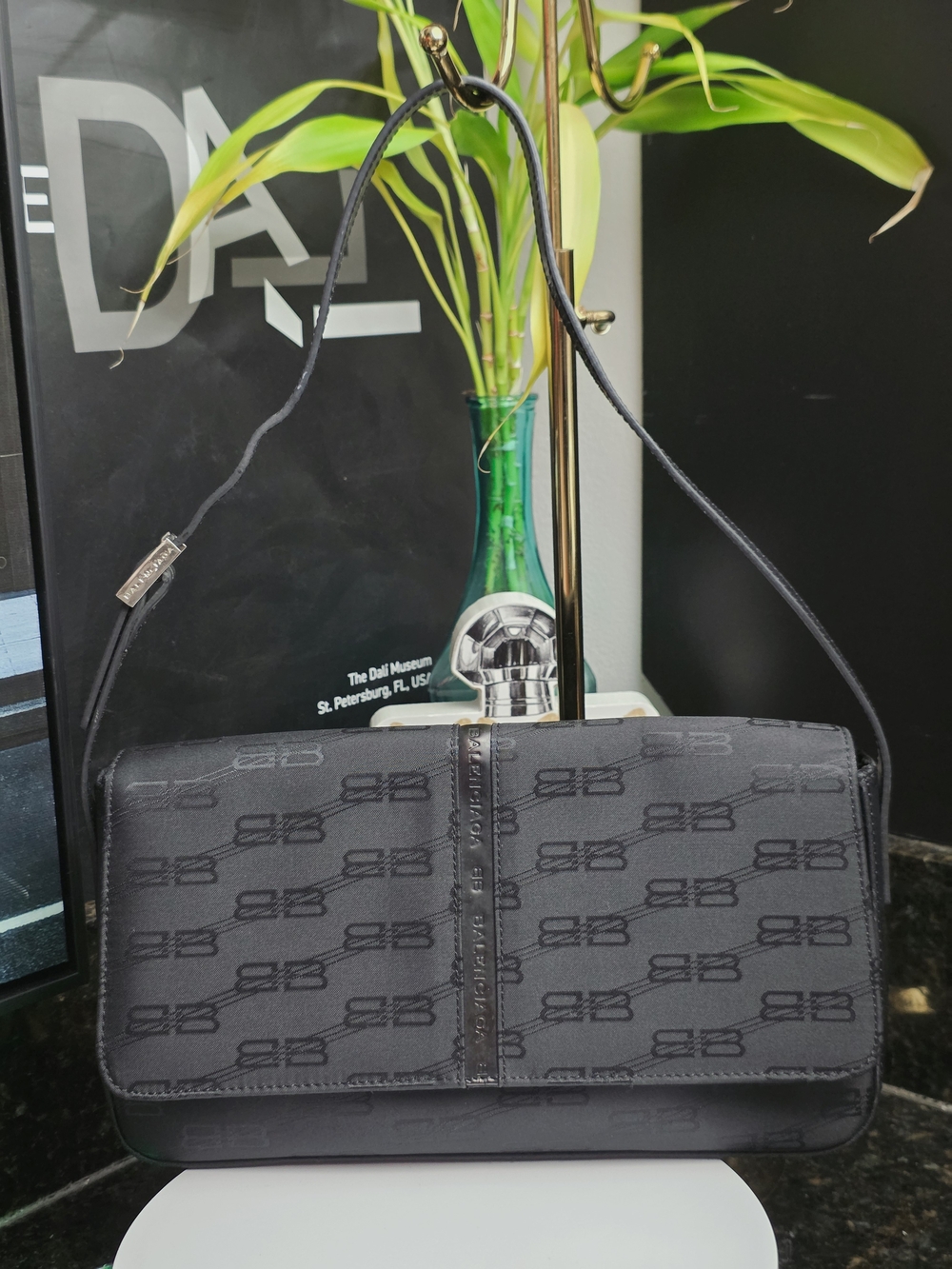 Balenciaga Black Monogram Shoulder Bag with Subtle Logo